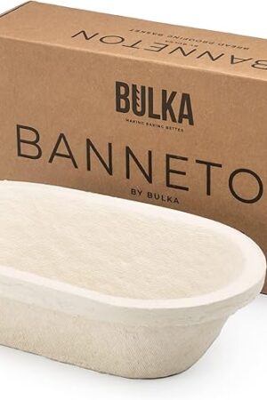 Bulka Small Oval 500g Banneton Bread Proofing Basket Pressed Wood Pulp Brotform - Plane Non-Stick Batard Sourdough Banneton Basket, Made in Germany.