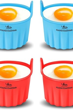 Air Fryer Baking Ramekins – Premium Food-Grade Silicone Mould Cups – Easy Release Nonstick Bakeware Set, 4-Pack for Eggs, Muffins, Cupcakes, Puddings, Tarts, Custards, and More!