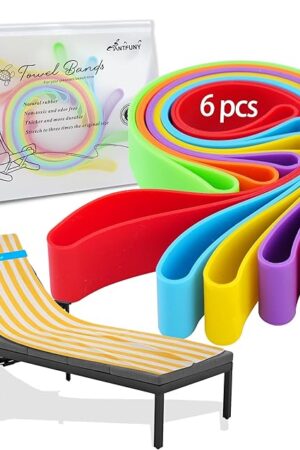 6 Pack Towel Band for Beach Pool Lounge Chair Strap Clip Carnival Cruise Ship Essentials 2025 Packing List Royal Caribbean Card Lanyard Cup Luggage Tag Holder Women Vacation Must Haves Summer Travel