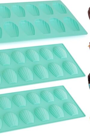 3Pack Madeleine Pan Nonstick, Silicone Madeleine Pans for Baking,12Cavity Shell Shaped Baking Mold,Heavy Duty Madeleine Cookie Pan for Oven