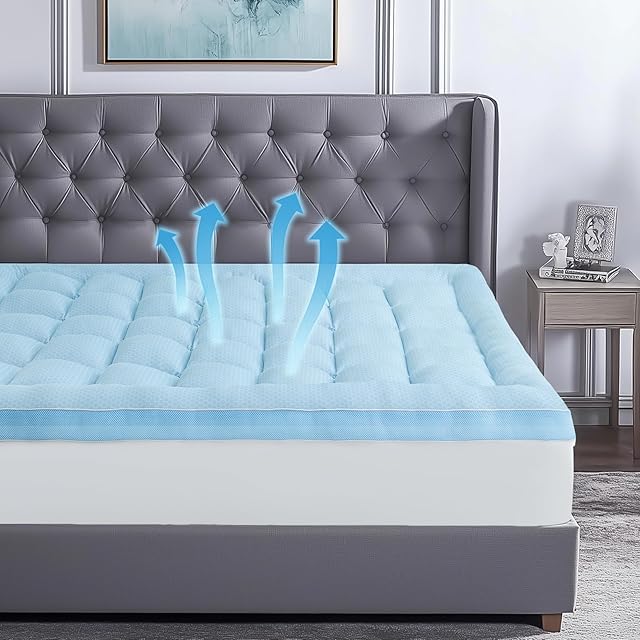 BEDELITE Cooling Mattress Topper Twin Size for Hot Sleepers, Soft Pillow Top Mattress Pad, Fits 8"-21" Deep Pocket