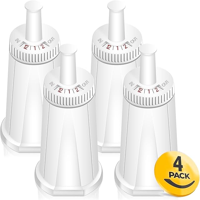 4 Pack Replacement Water Filter for Breville Barista Touch Espresso Machine BES880, Barista Pro BES878, Oracle Touch BES990, Oracle BES980 & Dual Boiler BES920 Bambino ClaroSwiss,#BES008WHT0NUC1