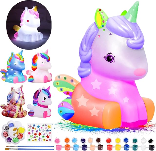 The Paint Your Own Unicorn Lamp Kit, Art Supplies & Crafts Kit, DIY Night Light for Kids 6-12, Diamond Set for girl 8-12, Painting Kit for Girls Boys, Toy Child Birthday Gift Ages 3 4 5 6 7 8 9 10 11 12+
