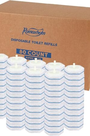 80-pcs Toilet Brush Wand Refills, Compatible with Most Toilet Brushes, Disposable Wand Heads (Package May Vary)