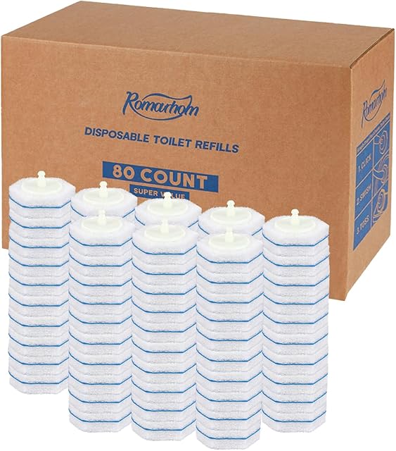 80-pcs Toilet Brush Wand Refills, Compatible with Most Toilet Brushes, Disposable Wand Heads (Package May Vary)