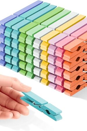 Clothes Pins Colored Clothespins Wooden Cheer Pins 50-Pack 2.9 Inch Close Pins 10 Pastel Macaron Colors - Colorful Painted Pegs for Crafts Photo Hanging, Decorative Spirit Clip Classroom Decorations