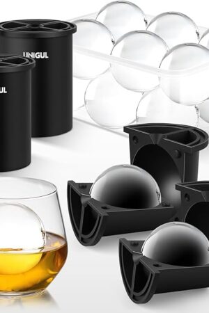 Clear Ice Cube Maker, 2.5" Stainless Steel Ice Ball Maker Mold for Whiskey & Cocktails, Non-BPA Premium Silicone Ice Cube Molds, Easy-Release Sphere Ice Maker, Bourbon Gifts for Men (2 PACK)