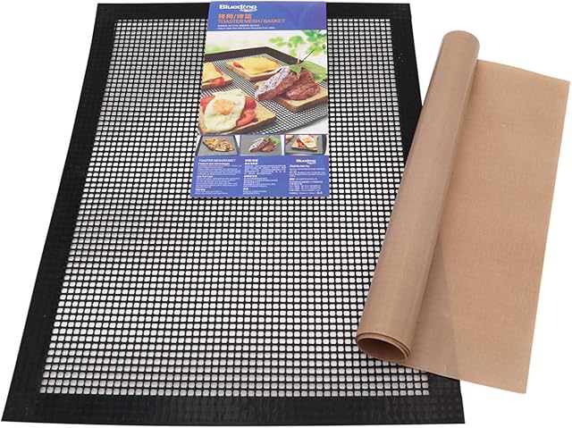 Bluedrop Baking Sheets Oven Liners Crisper Toaster Mesh Crispy Sheets Perforated PTFE Baking Liners For Pizza Non Stick Pads