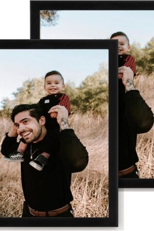 8x10 Picture Frame Set of 2,Display Pictures 8"x10",Black Photo Frame with Shatter Resistant Plexiglass,Picture Frames 8x10 Tabletop and Wall Mount,Poster Frame for Display Certificate Document