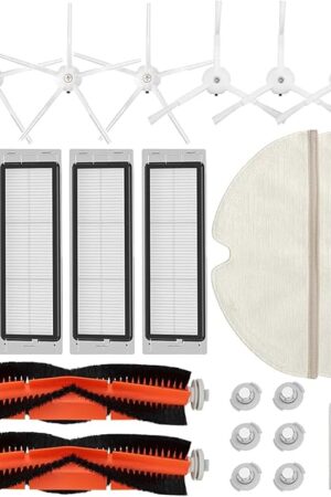 Accessories Kit Compatible with Roborock S4 S5 S6 E4 E20 E25 E35 S50 Xiaomi Mi Mijia Robotic Vacuum, 22 Pack Replacement Parts, 2 Main Brush, 6 Side Brush, 4 Filters, 4 Mop Cloth & 6 Water Tank Filter