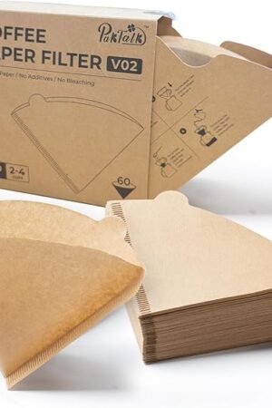 Coffee Filters V60 Coffee Filter Size 02 Cone Coffee Filters 2-4 Cups for Pour Over and Drip Coffee Maker(Natural Brown, 100 Count)