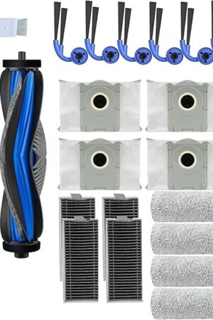20Pcs Accessories Kit Compatible with Ecovacs Deebot X9 Pro Omni/X9 Pro Robot Vacuum Cleaner,Parts Include 2 Main Brush,4 Roller Mop Pads,4 Hepa Filters,6 Side Brush and 4 Dust Bags