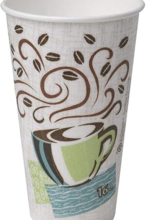 Dixie Perfectouch Insulated Paper Hot Cup, Coffee Haze Design, 75 Count 16oz