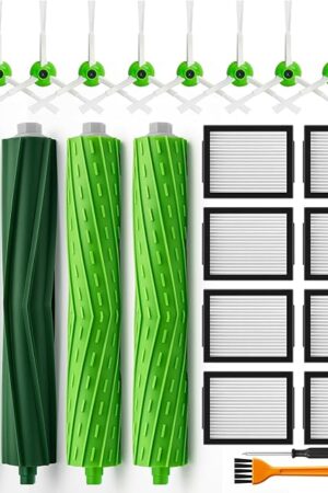 22 Replacement Parts for iRobot Roomba i7 i7+ i2 i3 i3+ i4 i4+ i6 i6+ i8 i8+ J7 J7+ J9 E5 E6 E7 I,E & J Series Vacuum Cleaner,8 HEPA 8 Side Brushes 4 Rubber Roller Brush,1 Clean Brush