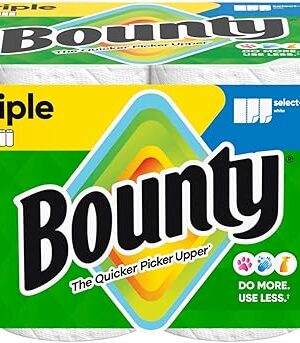 Bounty Paper Towels Select-A-Size, White, 8 Triple Rolls = 24 Regular Rolls