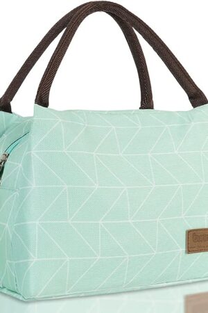 Buringer Insulated Lunch Bag Lunch Box for Women Men Adult Lunch Tote for Work Picnic Travel (Geometry Green)