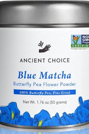 Ancient Choice - Blue Matcha (50 grams) | Butterfly Pea Flower Powder Tea | Medium Grind | Sun-dried in Thailand | Non-GMO | No Plastic | Non-Plastic Packaging | Gourmet Superfood