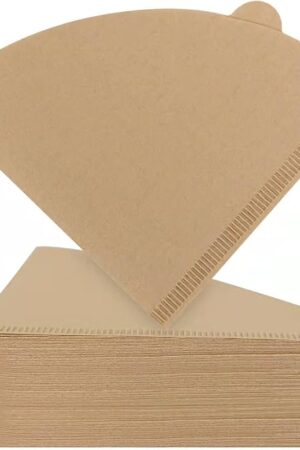Coffee Filters, Size 02 Unbleached Cone Filters, 200 Count Disposable Natural Paper Filters 2-4 Cup, 02 Cone For Pour Over and Drip Coffee Maker