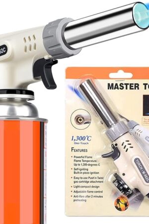 Culinary Professional Kitchen Butane Torch, Upgrade Creme Brulee Blow Torch for Cooking, Adjustable Flame with Reverse Use（Butane Gas Not Included）