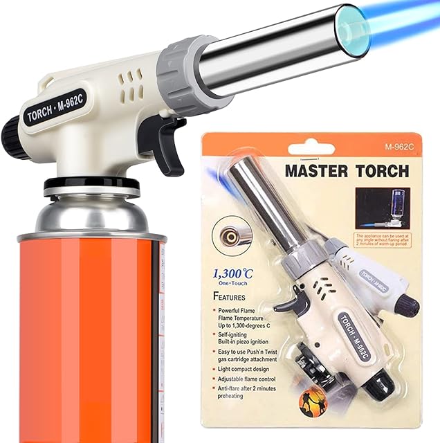 Culinary Professional Kitchen Butane Torch, Upgrade Creme Brulee Blow Torch for Cooking, Adjustable Flame with Reverse Use(Butane Gas Not Included)