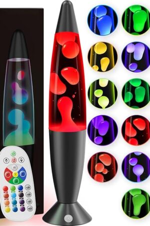 17 Colors LED Liquid Motion Lamps 13.5 Inch Color Changing Lamp Black Small Relax Night Light for Adults Kids Teens Sensory Mood Nightlight Mini Aesthetic Table Lamp for Bedroom, Retro Home Decor