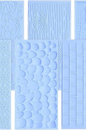 6 Packs Fondant Impression Mat Fondant Texture Mats Clay Mold Set Lace Embossing Mat Fondant Cake Embossed Impression Sheets for Cake Decorating
