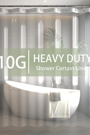 Bathroom Heavy Duty Shower Curtain - Waterproof Clear Shower Curtain Liner 10G Premium PEVA with 12 Rust Proof Grommets, 72x72 Inch