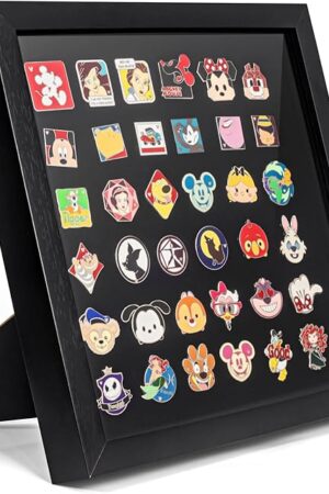 Enamel Pin Display Frame, 11x11 Shadow Box for Wall and Tabletop Display, Pin Collection Display, Pin Holder, Black