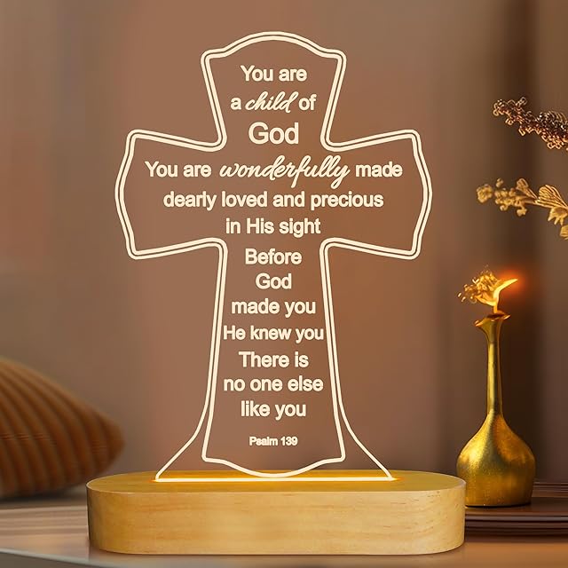 Cross 3D Night Light LED Illusion Lamp