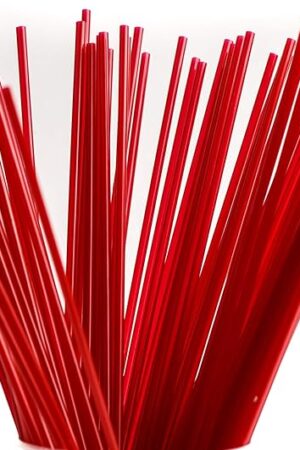 [1000 PACK] 8 Inch Compostable Plastic Stirrer, Bio Degradable, Eco Friendly, Sip Stirrer, Bar Stirrer, Sip Straw, For Coffee, Cocktail, Latte and Tea - 8 Inches, 1000/Box, Red