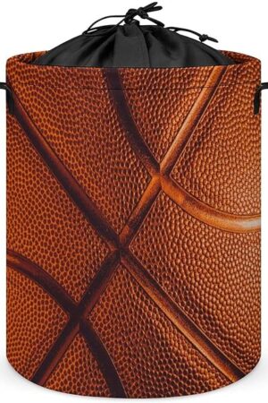 Basketball Laundry Hamper Basketball Decor - Collapsible Basket With Drawstring for Boys Room - Toys Storage and Gifts