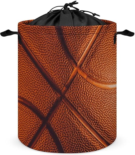 Basketball Laundry Hamper Basketball Decor - Collapsible Basket With Drawstring for Boys Room - Toys Storage and Gifts