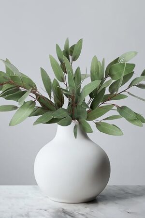 3 Pack Faux Artificial Eucalyptus Stems with Faux Seeds 31'' Tall Fake Plants Leaves Olive Tree Branches Faux Greenery Stems for Bridal Wedding Bouquet Vase Table Centerpiece Decor