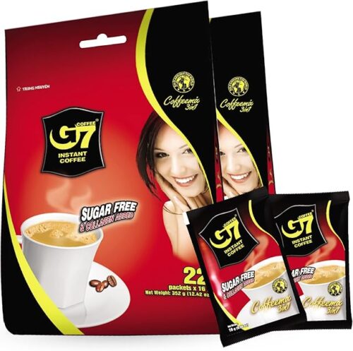 — G7 3 in 1 Instant Collagen Coffee — For Hair, Skin, & Nails — With Added Collagen, Non-dairy Creamer, and Low Sugar — Low Caffeine — Instant Vietnamese Coffee (22 Single Serve Packets, 2 Pack)