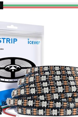 16.4FT WS2812B 5V LED Strip Lights 300 Individual Addressable RGB IC 5050SMD LEDs - Flexible Black PCB IP30-60LEDs/m MagicRGB Dream Color for DIY Chasing Color Project (No Power Supply & Controller)