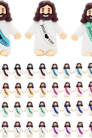 30pcs Little Jesus Figures Easter Egg Stuffers Mini Jesus Figures Hide and Seek Religious Party Favors Sunday School Baptism Gifts (30pcs-10colors)