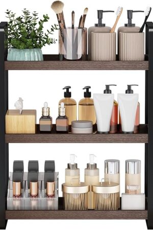 3 Tier Bathroom Counter Organizer Sink Caddy Counter Shelf Brown