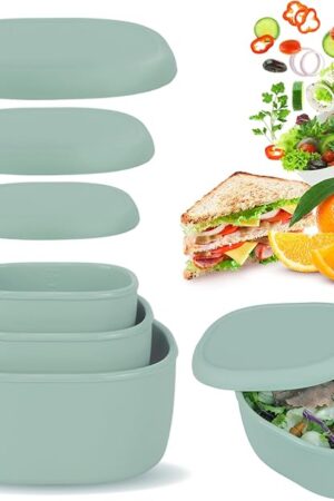 Anatole Silicone Food Storage Containers Set of 3 Lunch Box Bento with Lids BPA Free Dishwasher Microwave Oven Freezer Safe (6.7oz, 10oz, 20oz)