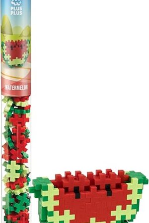 The Plus Plus 3D Food Building Block Set, Fun Stem Toys for Kids, 70 Interlocking Pieces - Watermelon Mini Maker Tube Kit