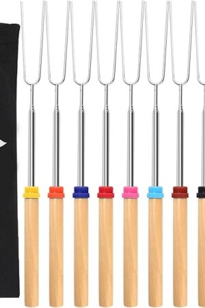 10 Pcs Marshmallow Roasting Sticks for Fire Pit Long 32Inch, Smores Sticks Skewers, Smores Kit for Fire Pit, Premium Telescoping Hot Dog Roasting Sticks for Campfire Accessories Outside Camping VOPTON