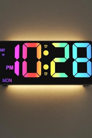 9" Digital Wall Clock with Night Light, Digital Clock with 8 RGB Colors, Dual Alarm, Snooze, Dimmer, Auto DST, Voice Control, Auto Time Sync, Clocks for Living Room, Bedroom, Perfect for Gift