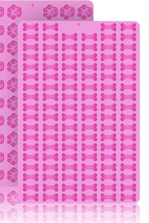 2 PCS Mini Silicone Molds, 106 Cavity Dog Bone + 69 Cavity Paw Mold for Baking Biscuits, Cookies, Candy, Chocolate, Jelly Pet Dog Treats