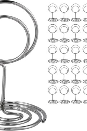 30PCS Table Number Holders Place Card Holder - Photo Holders for Tables, Cards Stand Name Menu Clips, Table Sign Holders for Wedding Anniversary Birthday Party, Silver