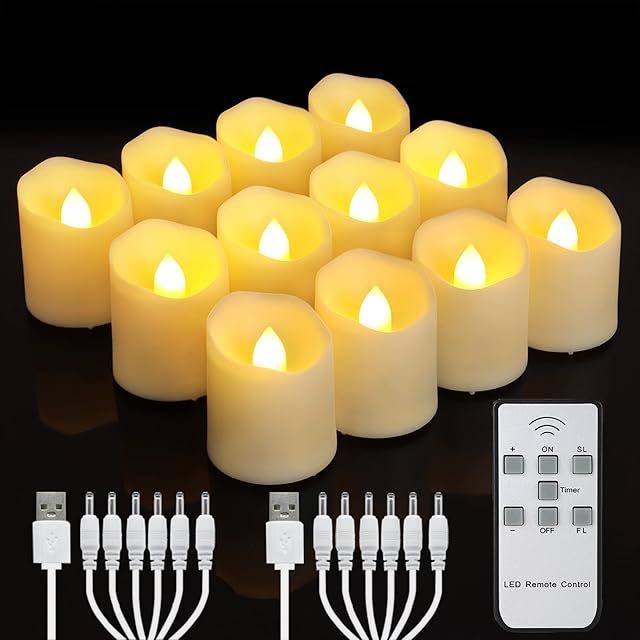 Votive Candles LED Tea Lights Candles 12pcs Fake Candle Warm White Light