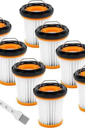 ATXKXE WV201 Filter Fit for Shark Wandvac ION W1 S87 Cordless Handheld Vacuum WV200, WV201, WV205, WV220, Compare to Part # XHFWV200, 8 Pack Filters and 1 Clean Brush