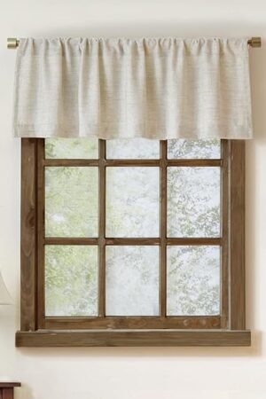 2 Pack Faux Linen Valance for Windows Kitchen Living Room Valances Rod Pocket Farmhouse Country Rustic Bathroom Small Window Treatment (54x15 inch, Natural)