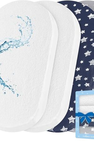Bassinet Sheets & Waterproof Bassinet Mattress Pad Protector 4 Pack Set, Viscose Terry, Universal Fit for Oval, Hourglass and Rectangular Mattress, Grey & Navy