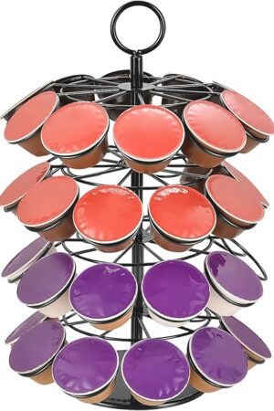 Coffee Pods Holder, 40 Coffee Pods Storage Organizer Compatible with K Cups Spins 360° Pod Stand