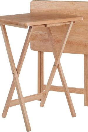 Winsome Alex Set of 2 Foldable Snack Tables, for Living Room, 26", Natural