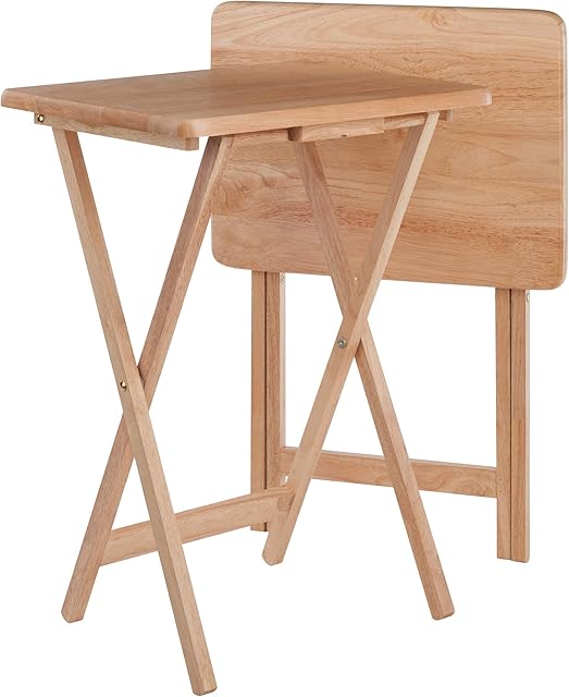 Winsome Alex Set of 2 Foldable Snack Tables, for Living Room, 26", Natural